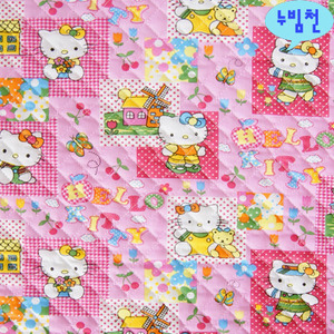 면혼방 누빔천 헬로우고양이(핑크)-2365